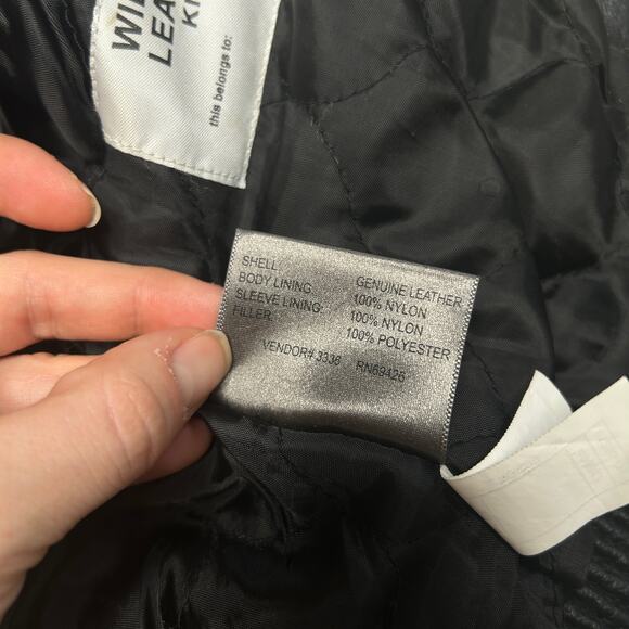 WILSONS LEATHER Black Leather Biker Jacket Kids Size XS Moto Striped Motorcycle - Picture 8 of 10